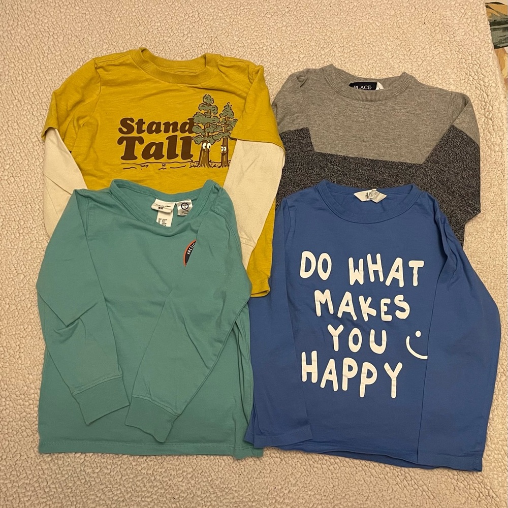 Boys Long Sleeve Tees - Yellow, Gray, Teal, Blue